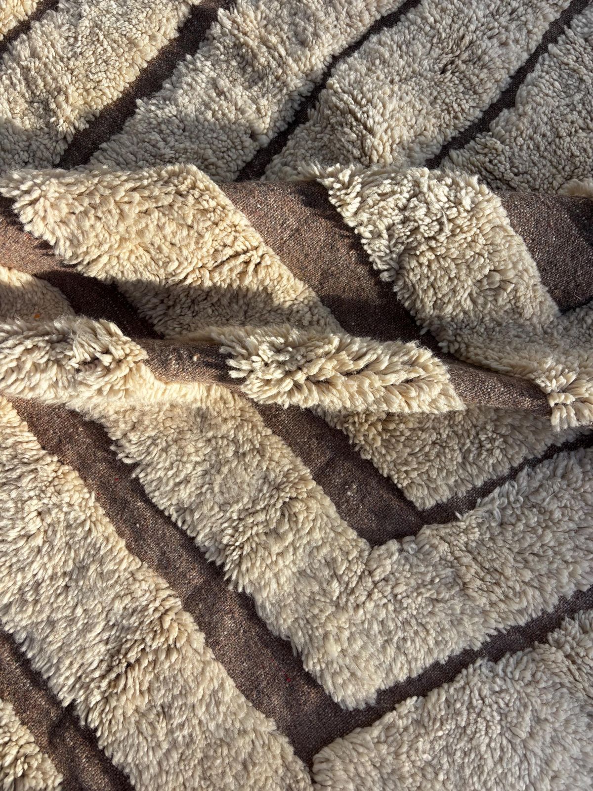Modern Moroccan Mrirt Rug 200x300 Cm– Cream Wool Texture Design – Handmade In Morocco – Fair Trade – Berber Carpet   Moroccan Wool Rug photo 1222.0