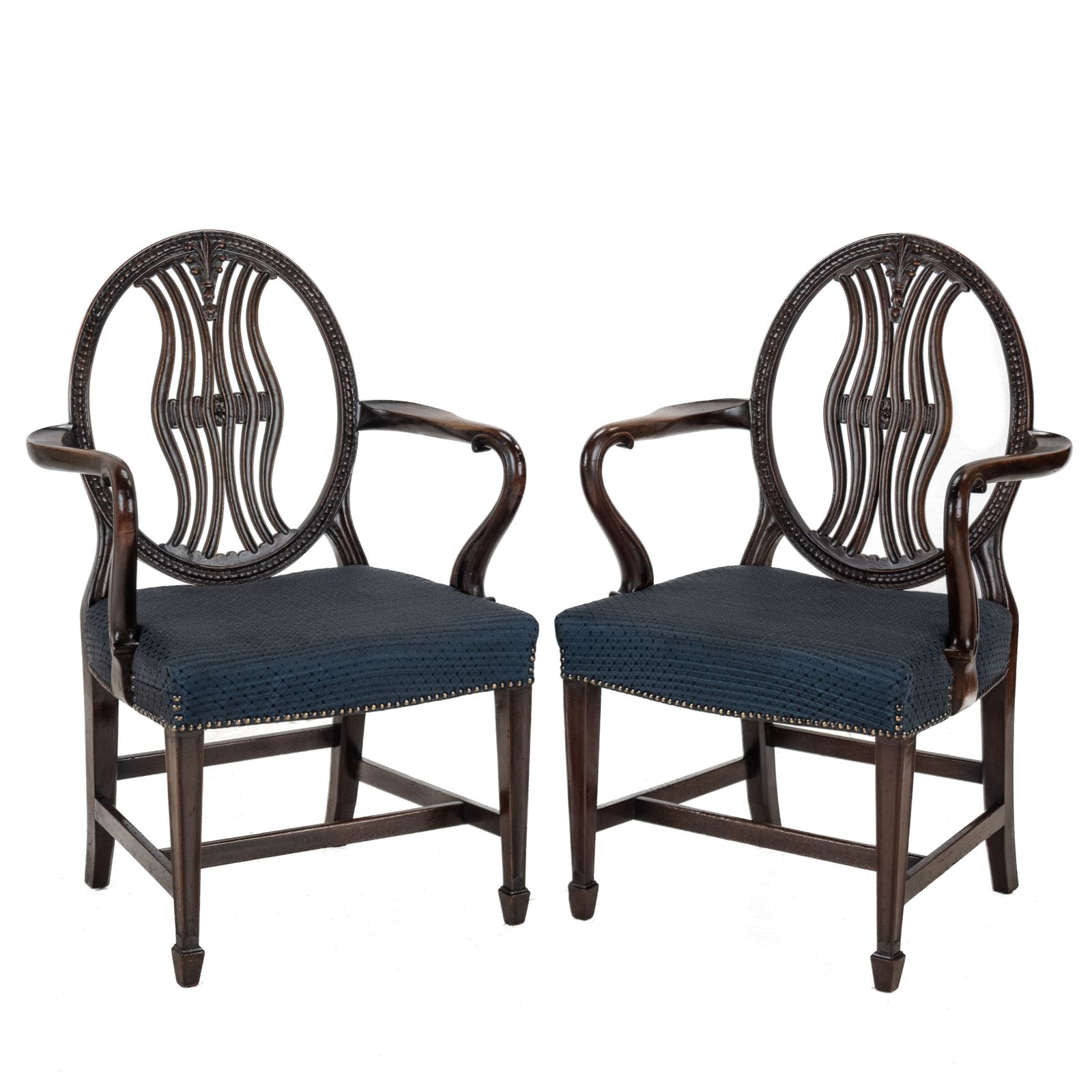 Pair Of Late 19th Century Mahogany Hepplewhite Style Armchairs (Carvers), C.1870