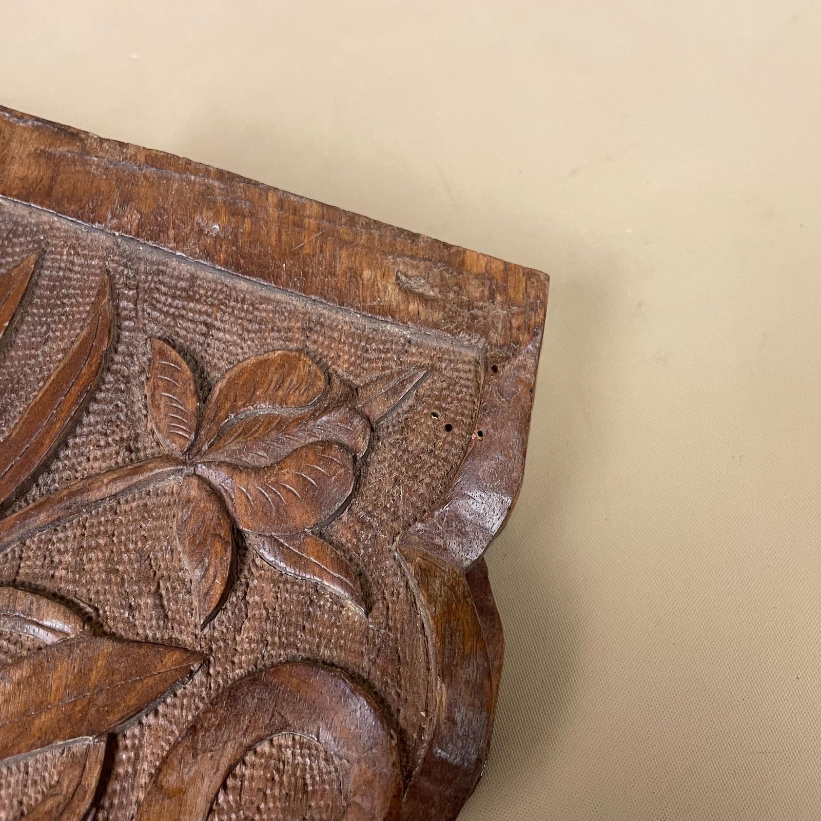 photo vintage Anglo Indian Wooden Table Fold Down Campaign Decorative Intricate Patterned Hand Crafted Square C.1900 Antique Asian Plant Stand Carved Wood