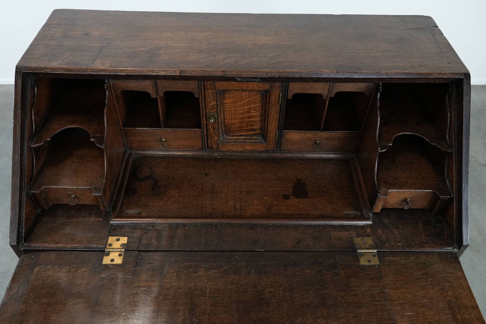 Large Antique 18th Century English Oak Chest Of Drawers/Desk/Chest Of Drawers With Secret Compartments And A Stepped Interior photo vintage