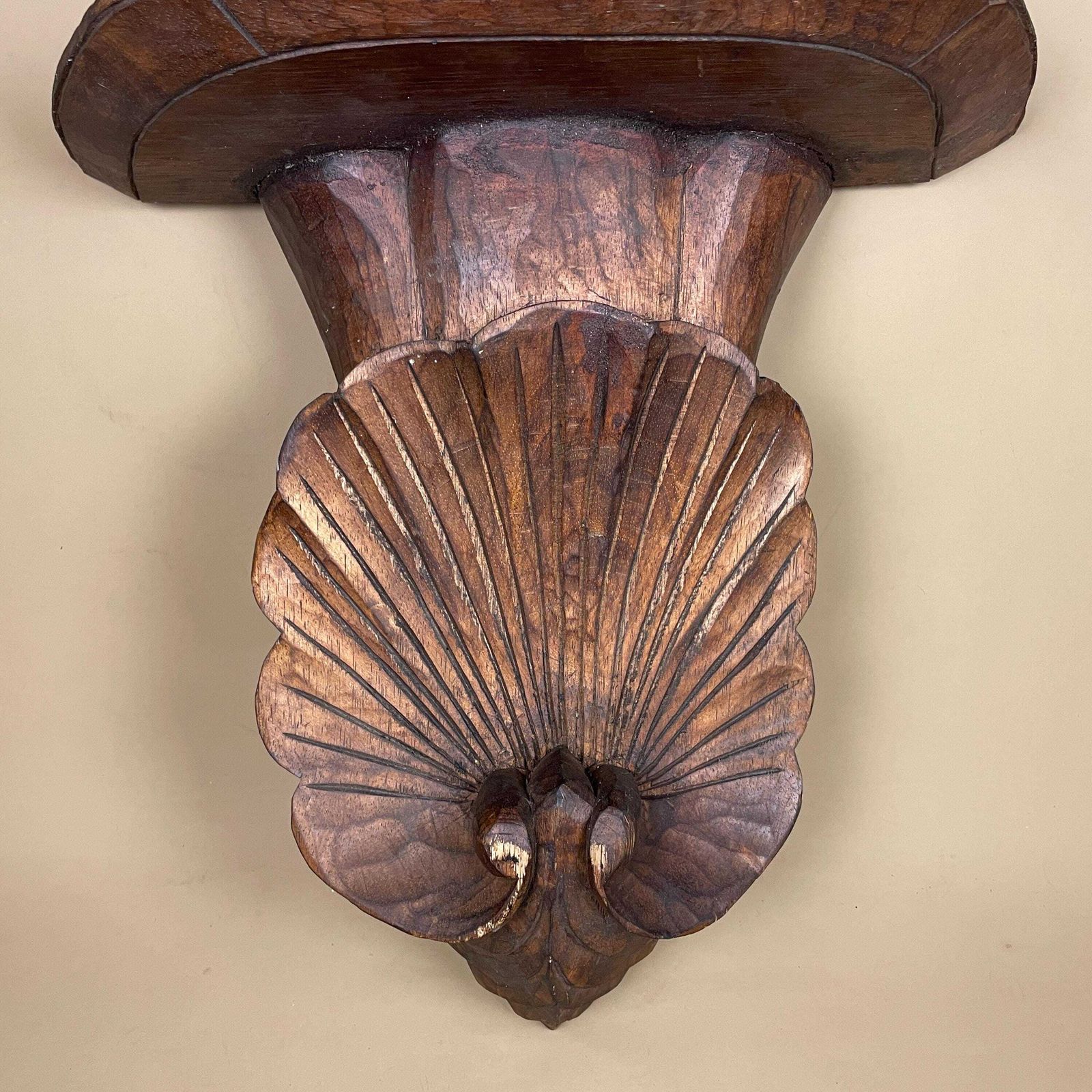 photo for sale Antique Carved Wood Wall Bracket Shelf Victorian Floral Hand Carved Indian Architectural Decor Hand Crafted Classic Home Decor