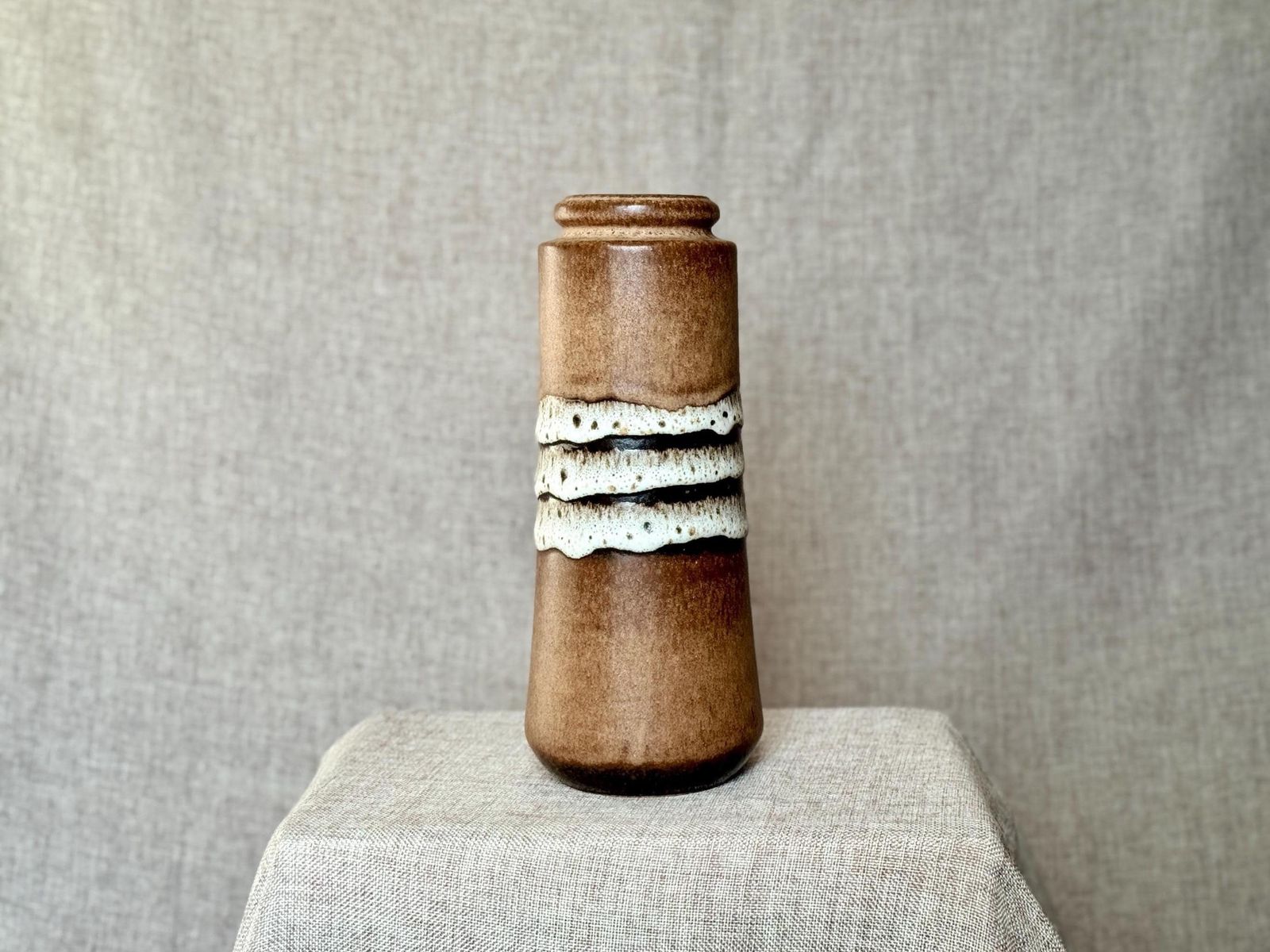 Scheurich West German Pottery Vase | Vintage Fat Lava Ceramic | Mid Century Brown & White Textured Vase photo vintage