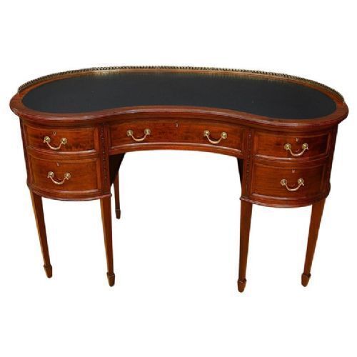 Edwardian Shapland & Petter Mahogany Kidney Shaped Writing Desk