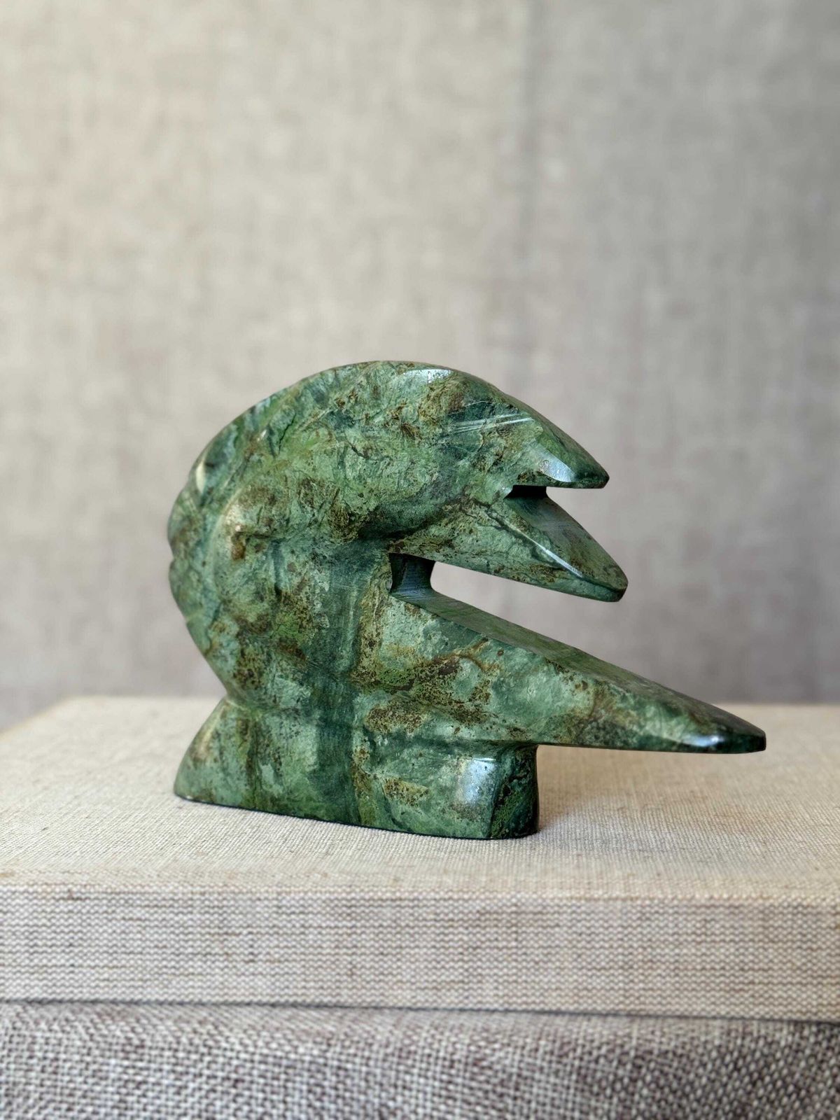 Vintage Green Soapstone Sculpture | Abstract Serpent Carving | Inuit Style Stone Art | Hand Carved Soapstone | Small Collectible Sculpture photo 95.0