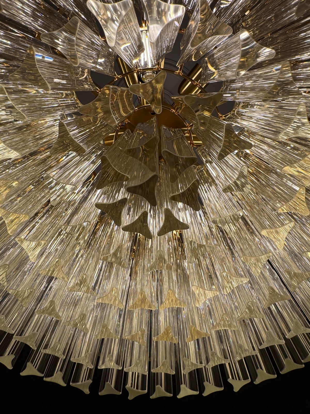 photo for sale Murano Glass Chandelier With Clear Triedo Glass Italian Pure Art