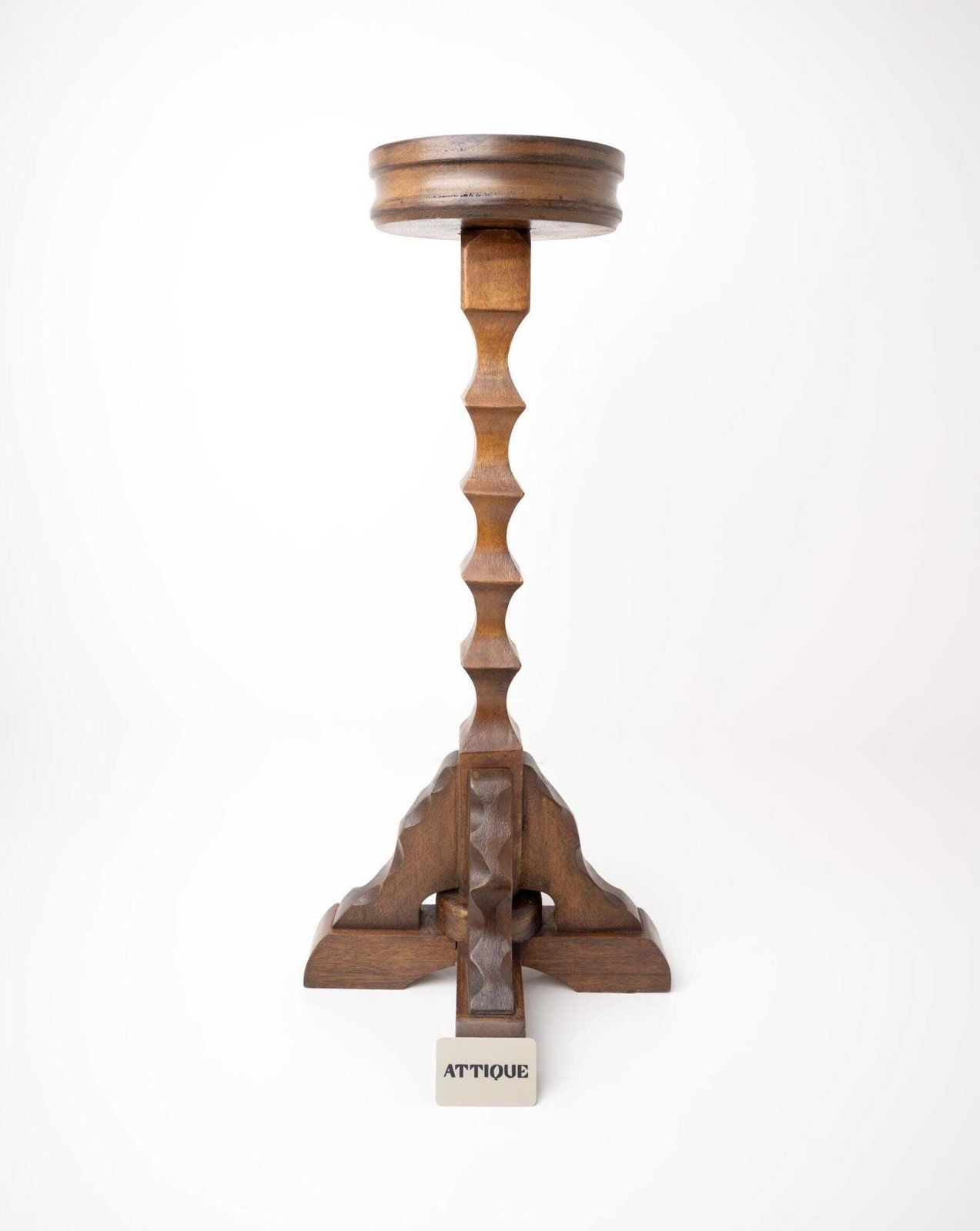 Vintage Carved Wood Pedestal Stand | Sculptural Mid Century Plinth | Wooden Display Stand | Wood Plant Stand photo Home Decor