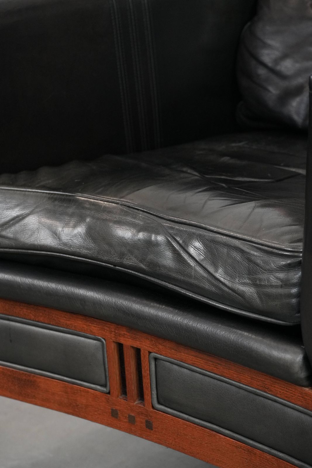 1173.0 Black Cowhide And Wooden Art Deco Design Armchair With Decorative Padding photo