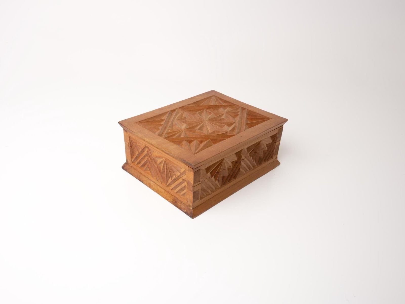 Geometric Wood Box | Vintage Wood Box | Unique Jewellery Box photo for sale
