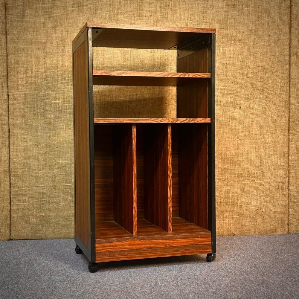 Vintage Mid Century Slender Rosewood Effect Record Player Media Cabinet