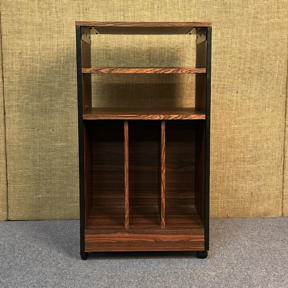 Vintage Mid Century Slender Rosewood Effect Record Player Media Cabinet photo for sale