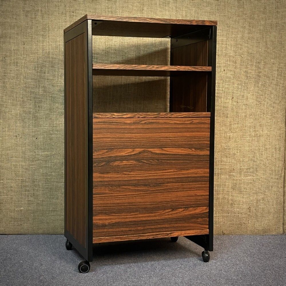 Vintage Mid Century Slender Rosewood Effect Record Player Media Cabinet photo vintage