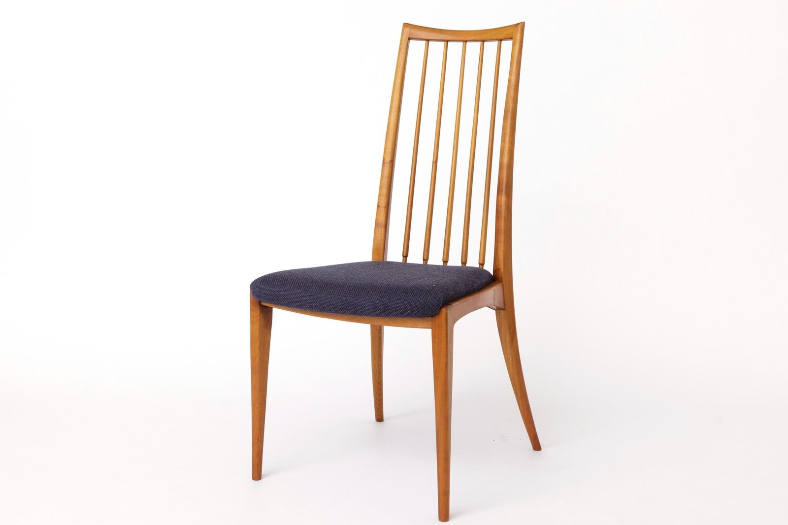 photo furniture Pair Of Vintage German Chairs By Ernst Martin Dettinger | 1970s | Refurbished Wooden Frames | Dark Purple Textile Upholstery