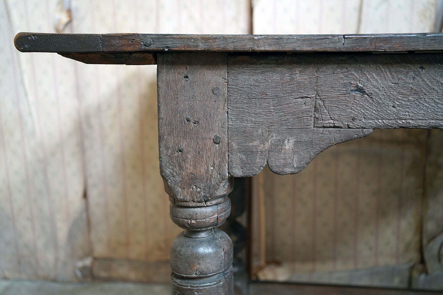 photo for sale A 17thc English Graffitied Oak Refectory Table; Southwick Hall, Northamptonshire C.1680