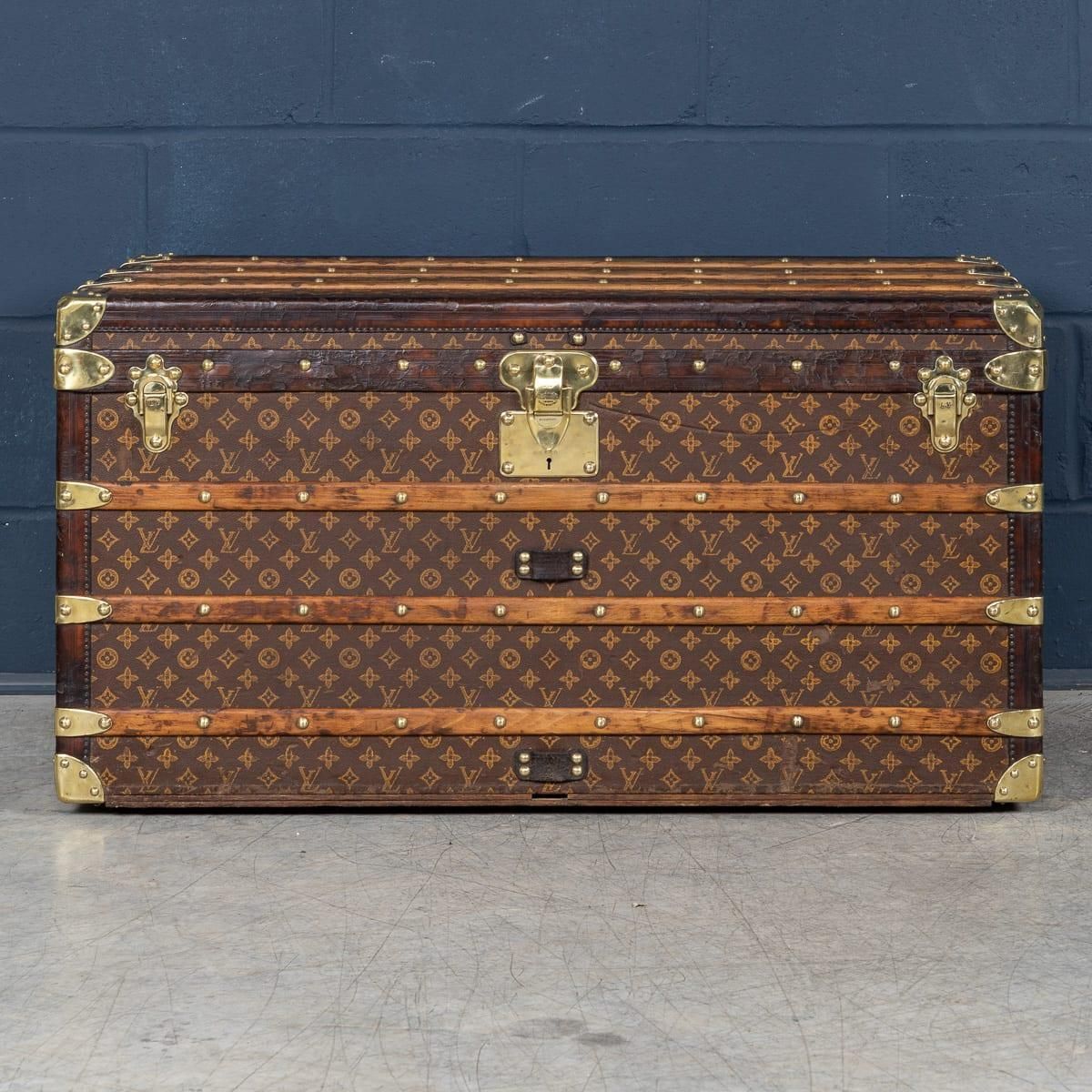 Antique 19th Century Louis Vuitton Trunk In Woven Monogram Canvas, France C.1896 photo for sale