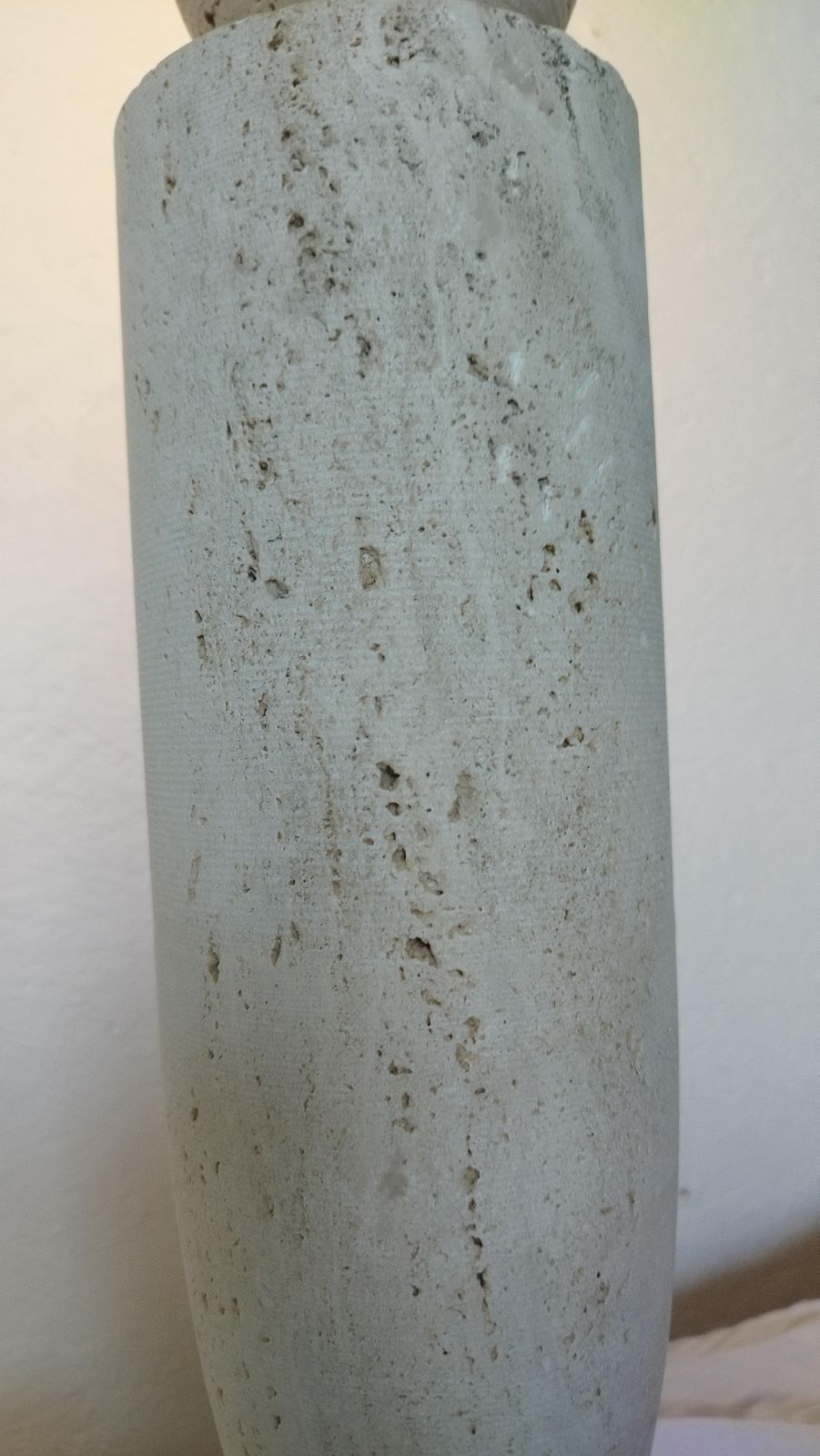 1980s Italian Travertine Table Side Lamp Sculptural Stone Obelisk Mid Century Modern photo vintage
