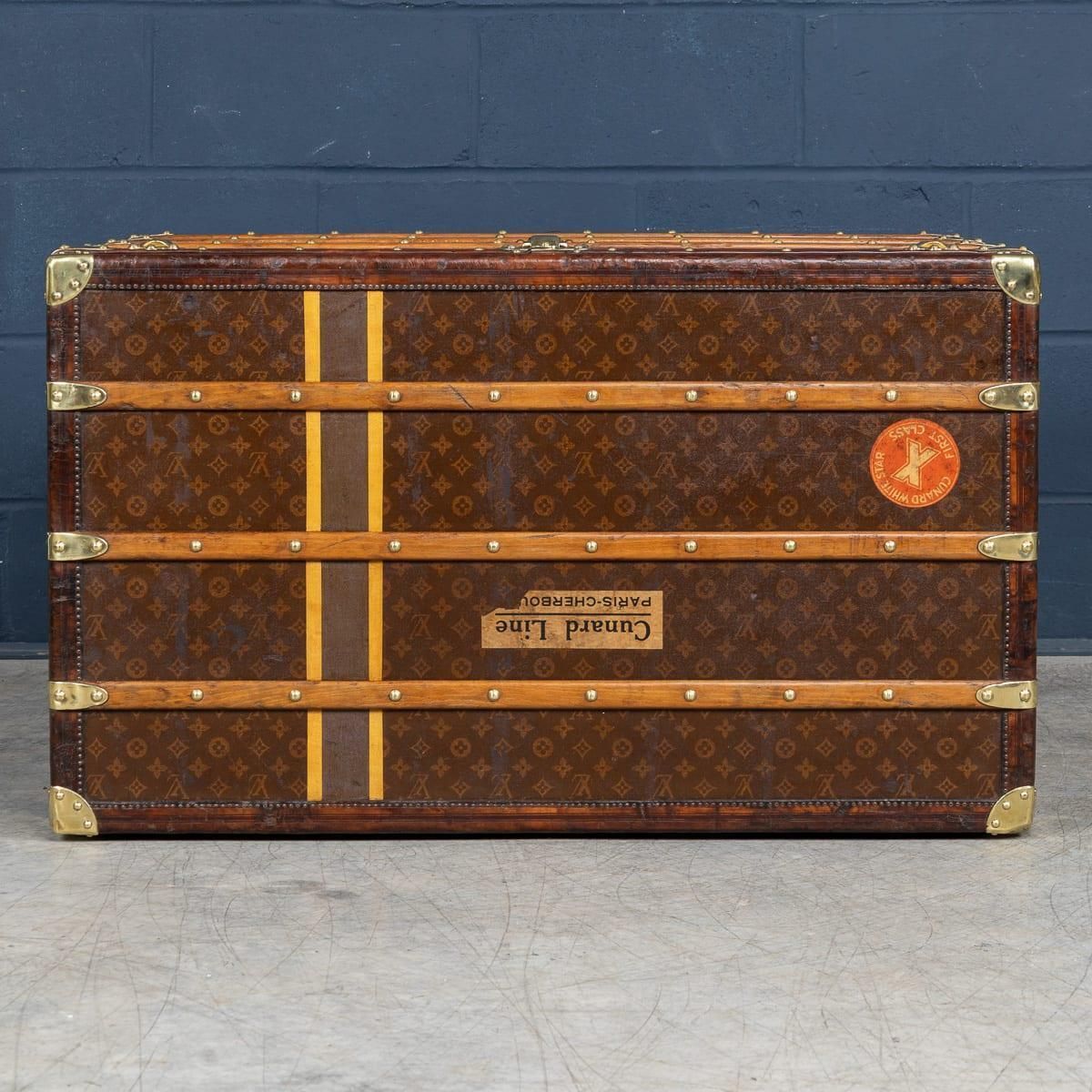 Antique 20th Century Louis Vuitton Trunk In Monogram Canvas, France C.1920 photo vintage