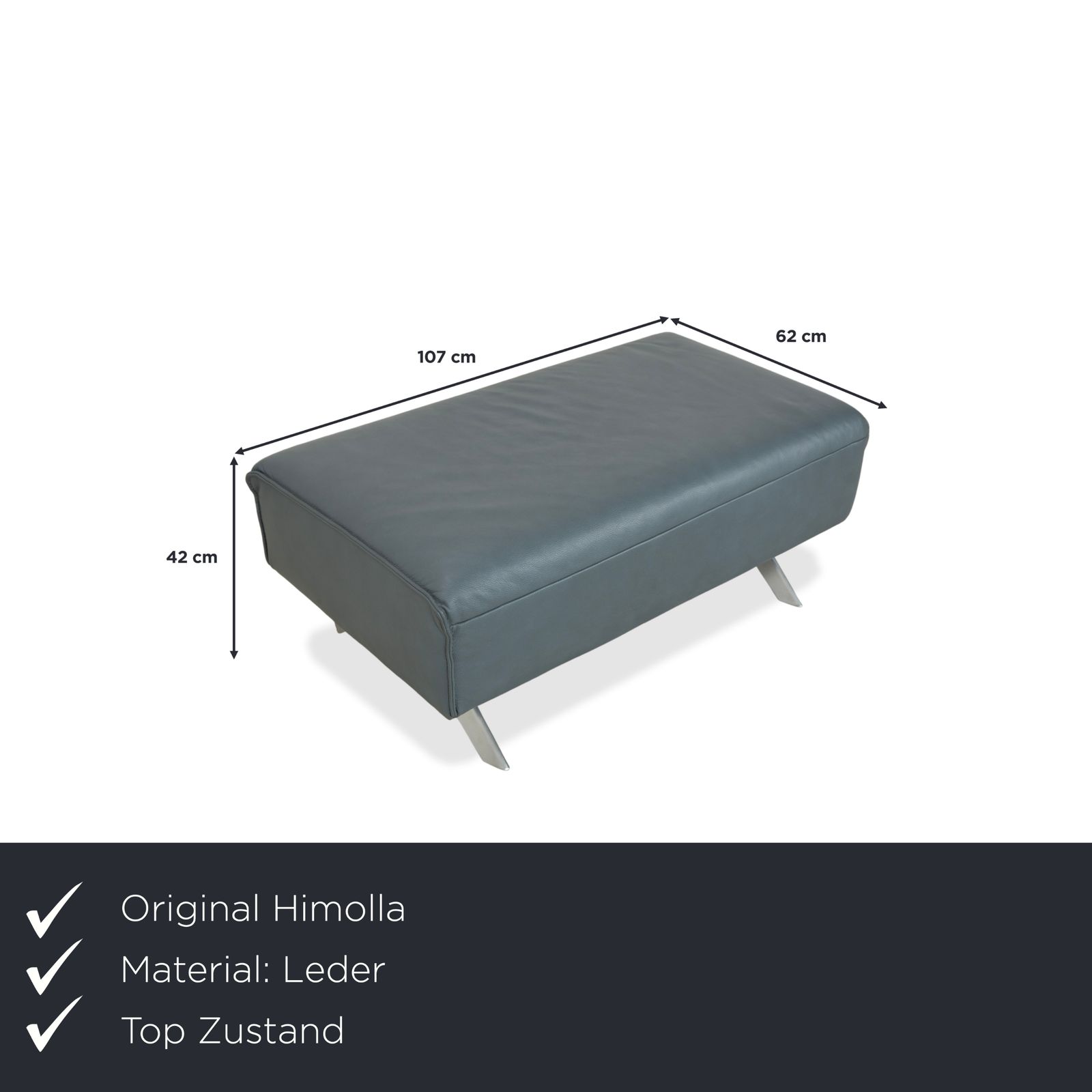 Himolla Biella Leather Stool Blue Grey Petrol photo furniture