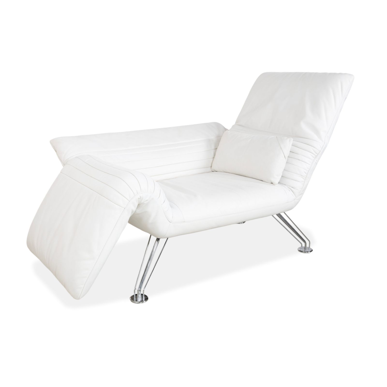 De Sede DS 142 Wing, fauteuil en cuir blanc, pieds chromés, fonction manuelle photo vinterior