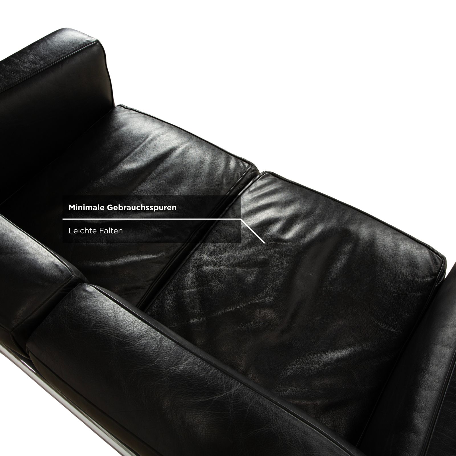 photo furniture Canapé Cassina LC 2 en cuir noir 2 places, par Le Corbusier, chromé