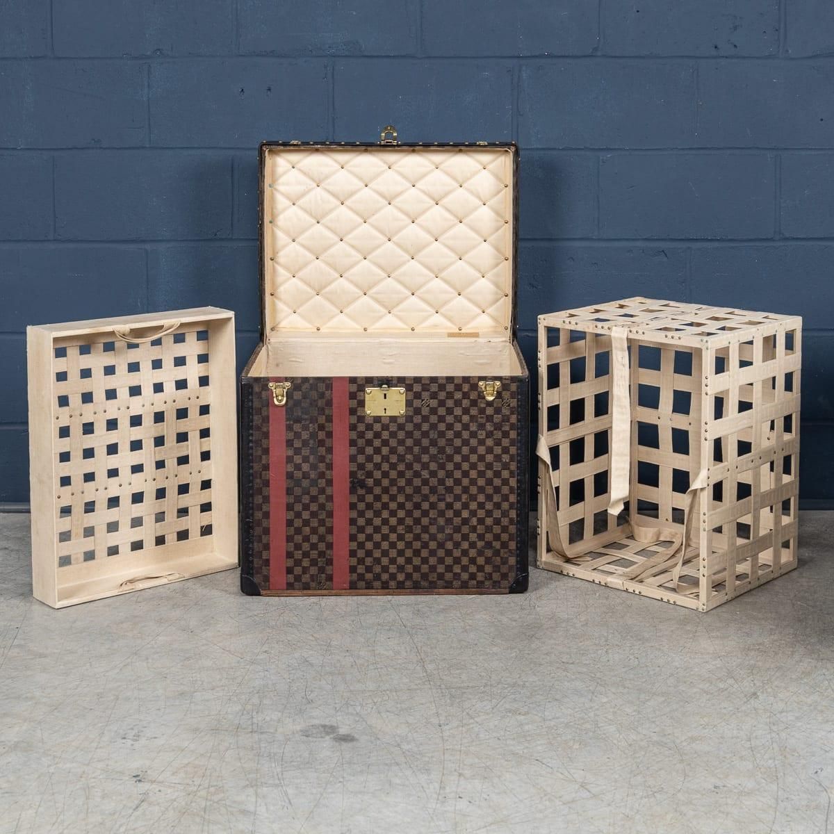 Furniture Louis Vuitton Hat Trunk, Damier Canvas & Black Leather, France, 1920 photo