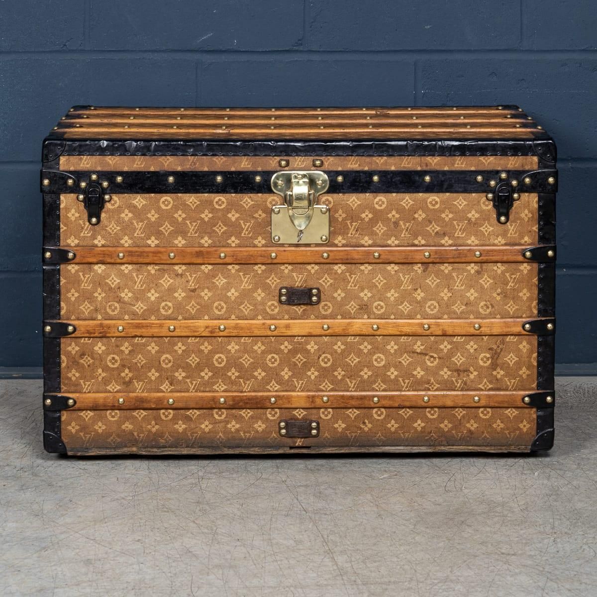 Antique 19th Century Louis Vuitton Trunk In Woven Canvas, France C.1890 photo for sale
