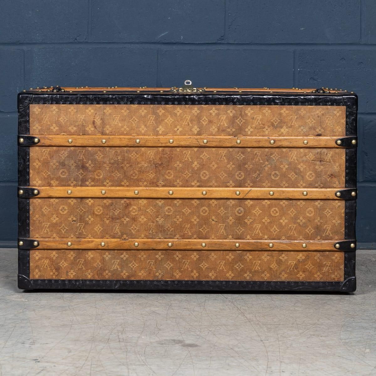 Antique 19th Century Louis Vuitton Trunk In Woven Canvas, France C.1890 photo vintage
