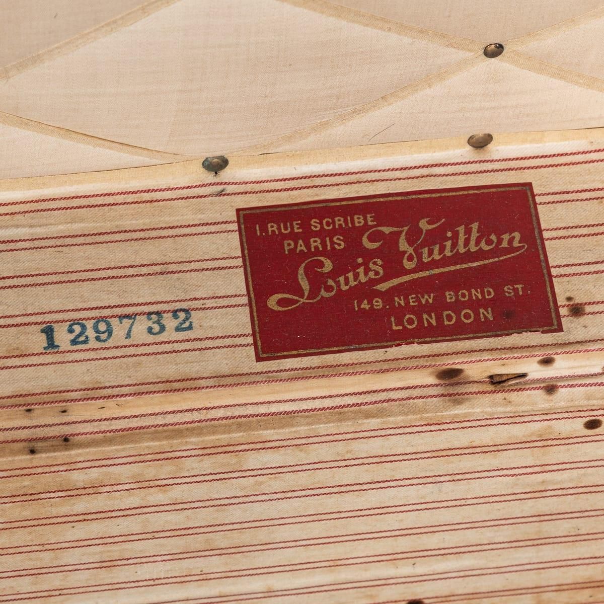 Furniture Antique 19th Century Louis Vuitton Trunk In Woven Canvas, France C.1890 photo