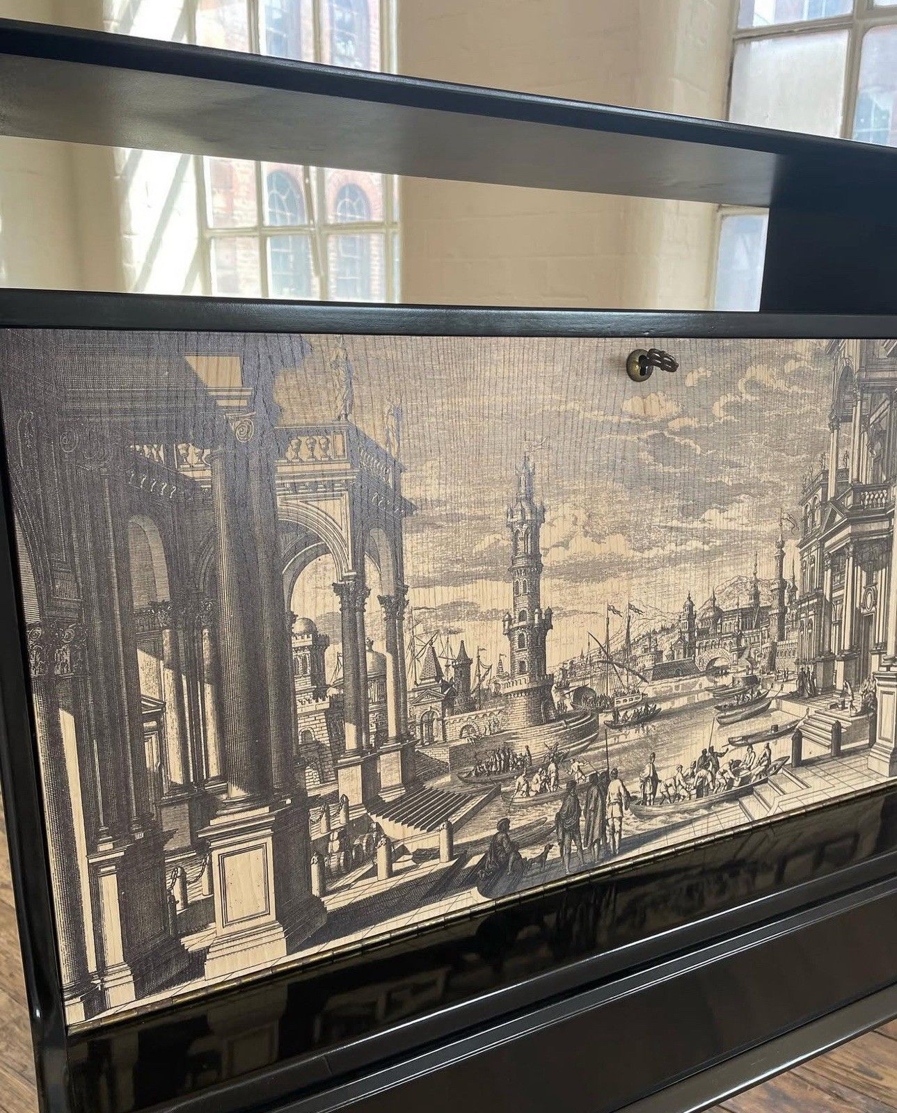 Vintage Drinks Cabinet Italian 1950s 60s Fornasetti Venetian Scene Heal’s Era photo Furniture
