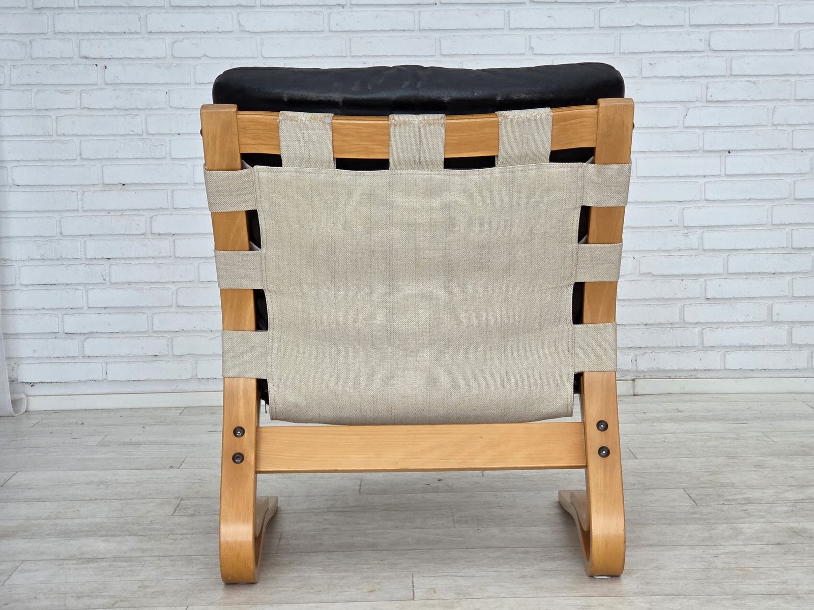 Furniture 1970s, Norwegian Design, Armchair Model "Kengu", Leather, Bent Wood. photo