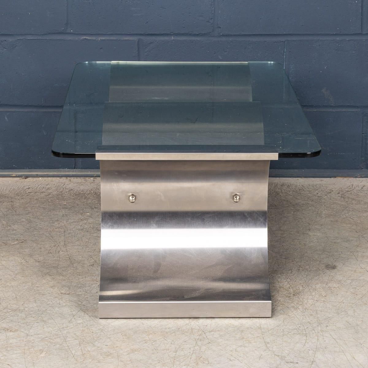 20thc French Brushed Steel & Glass Coffee Table By François Monnet For Kappa photo 2200.0