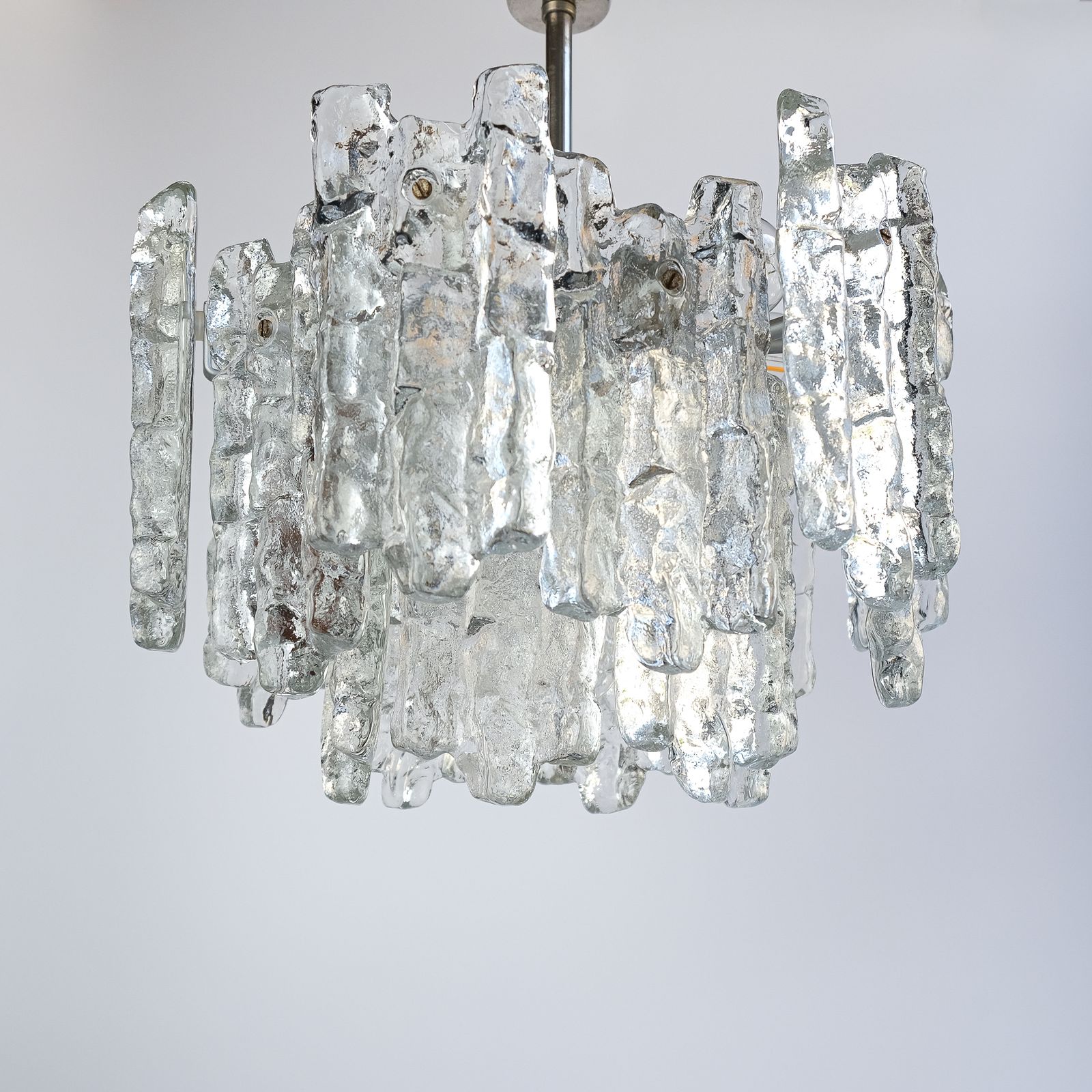 Mid Century Ice Glass Chandelier By J.T. Kalmar, Austria C.1970s photo buy