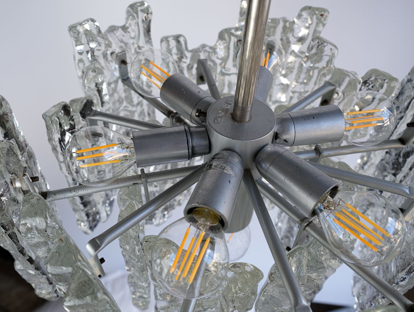 1250.0 Mid Century Ice Glass Chandelier By J.T. Kalmar, Austria C.1970s photo