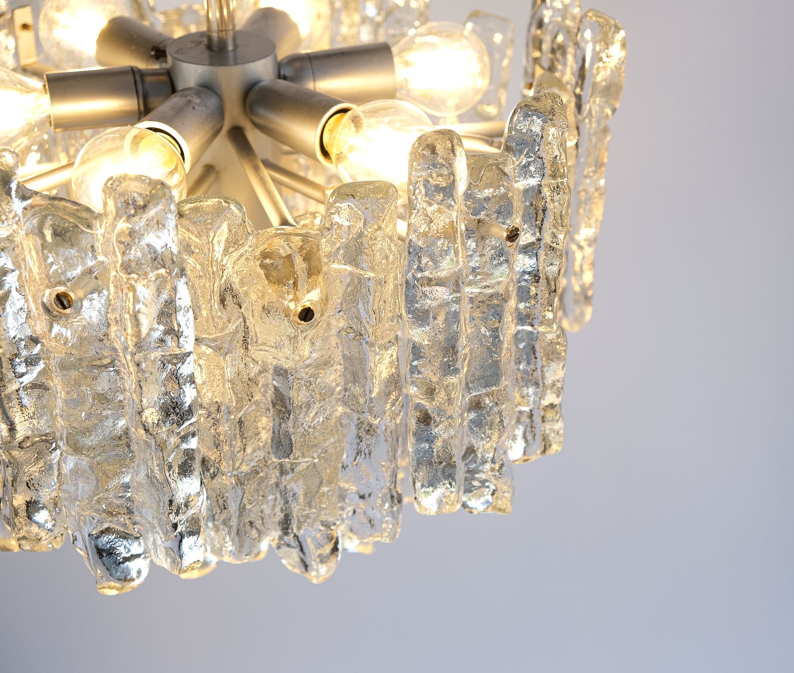 photo buy Mid Century Ice Glass Chandelier By J.T. Kalmar, Austria C.1970s