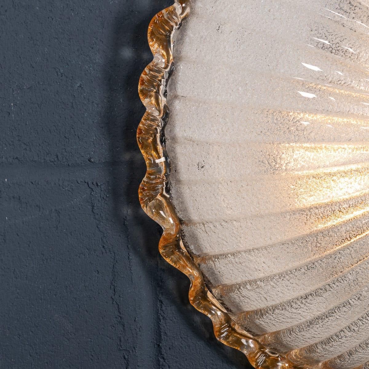 Vintage 20thc Set Of Three Frosted Glass & Brass Wall Lights, Murano C.1980 photo vintage