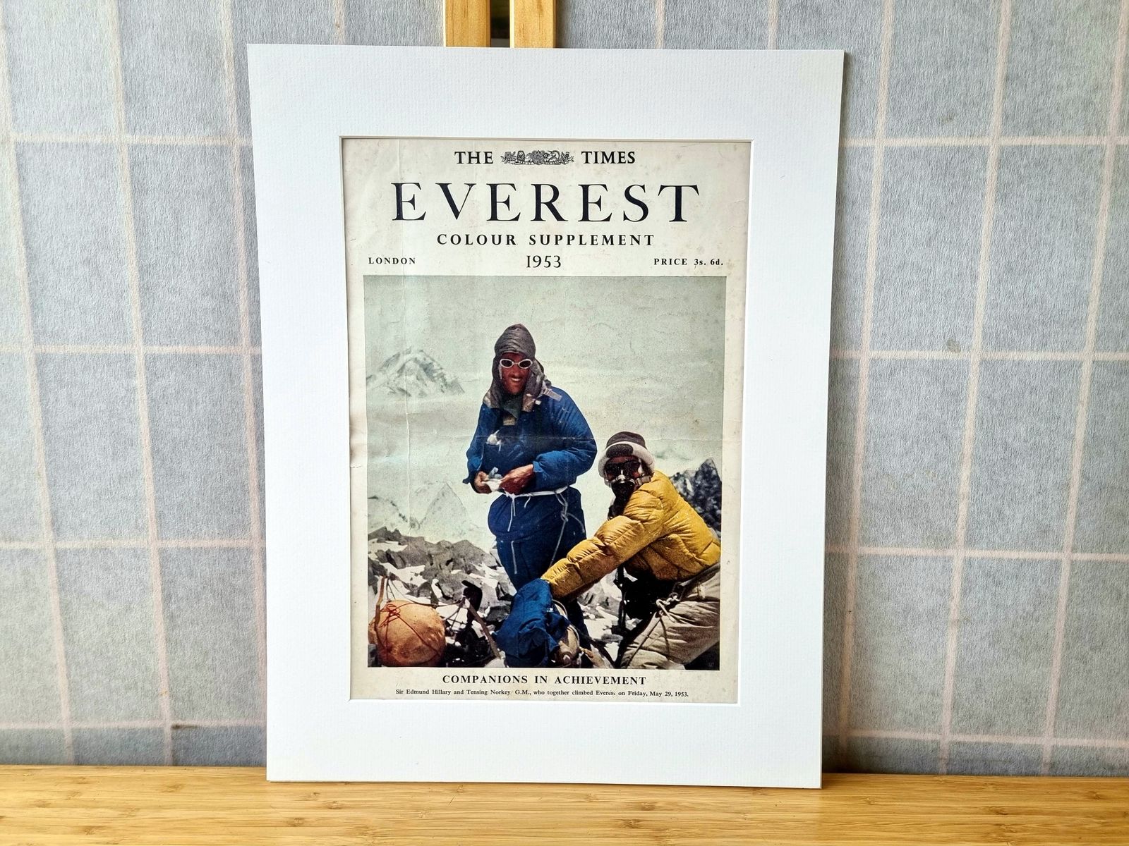 Vintage Newspaper Colour Supplement, Everest Ascent Cover, The Times 1953 Mountaineering Print, Hillary Norgay Achievement