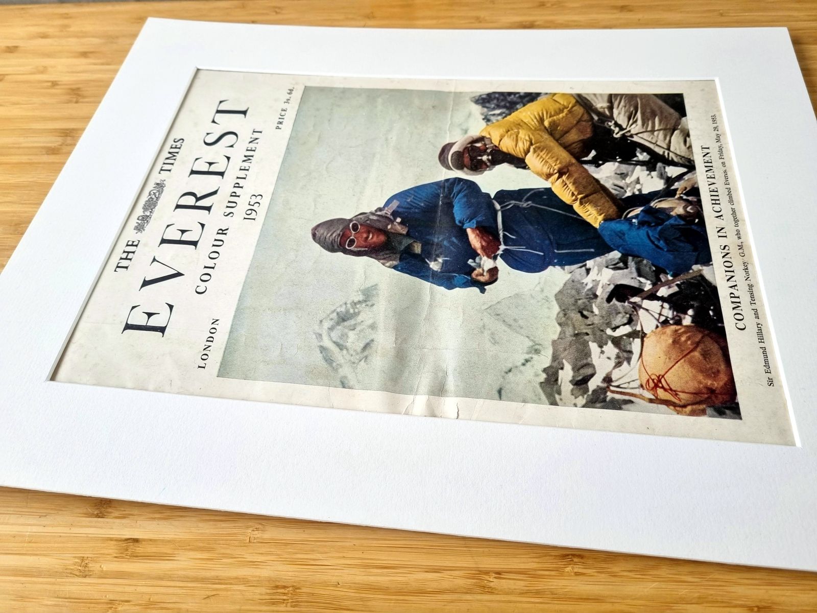 Vintage Newspaper Colour Supplement, Everest Ascent Cover, The Times 1953 Mountaineering Print, Hillary Norgay Achievement photo Art