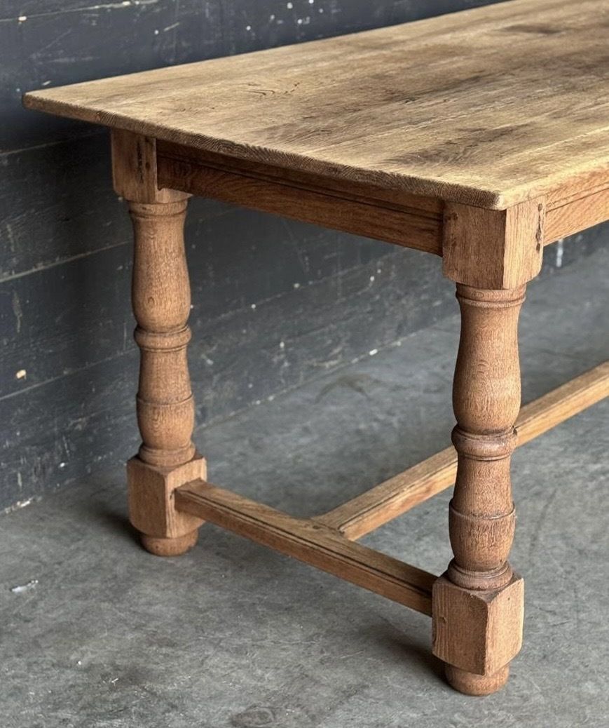 French Bleached Oak Farmhouse Dining Table photo for sale