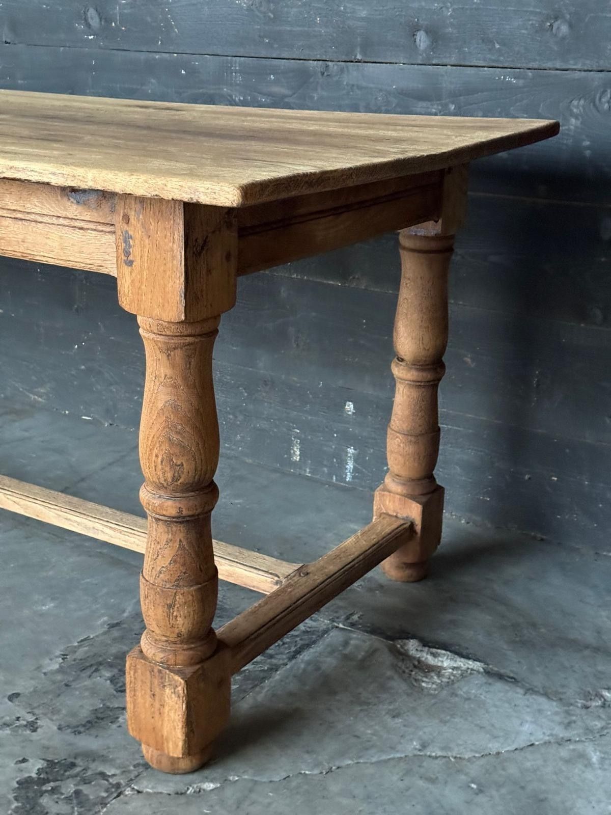 French Bleached Oak Farmhouse Dining Table photo Furniture