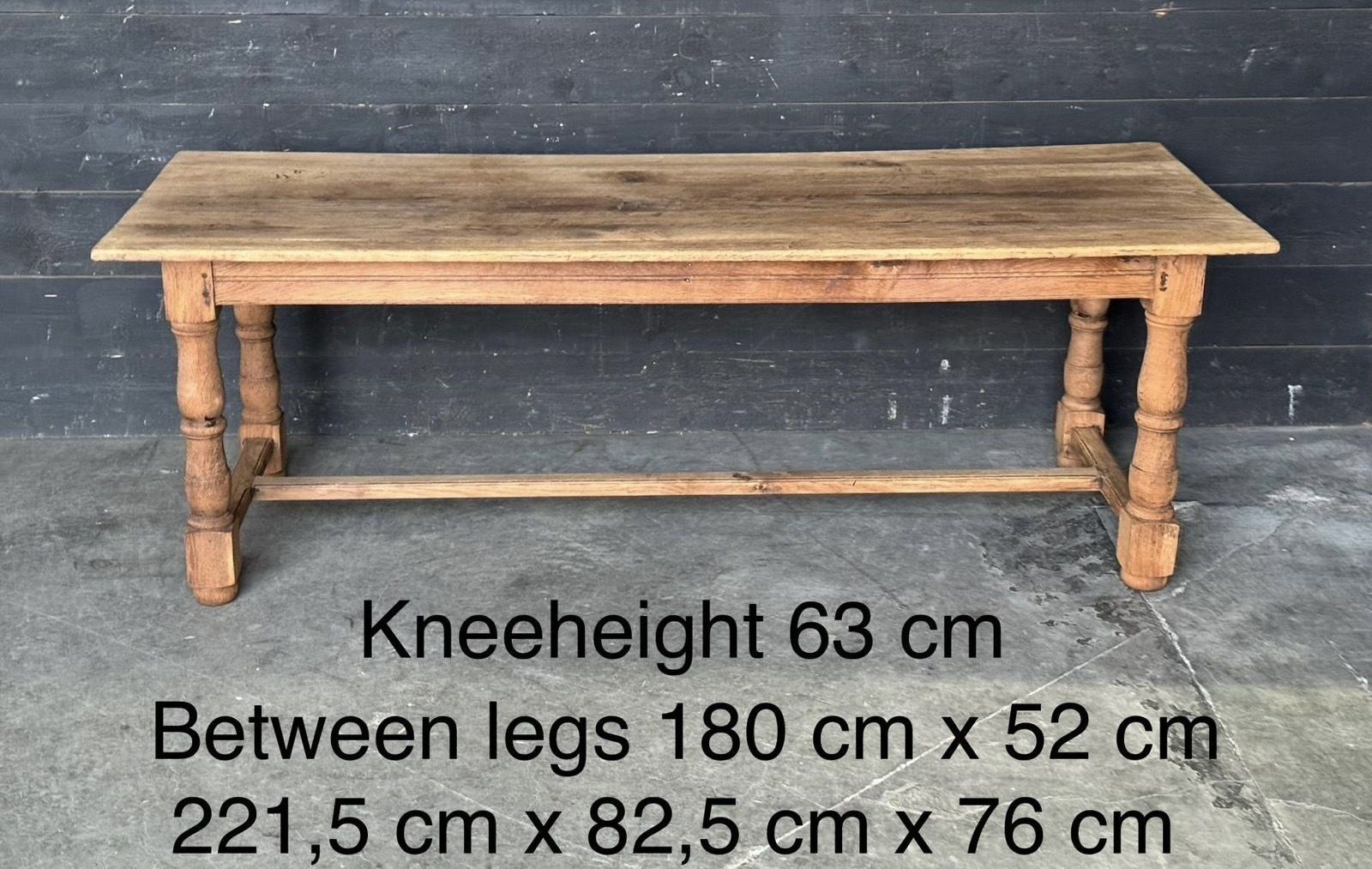 French Bleached Oak Farmhouse Dining Table photo vintage