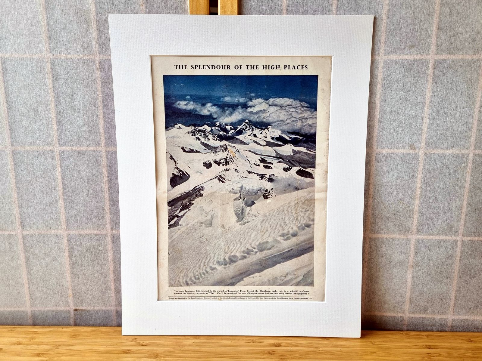 Vintage Everest Colour Page, The Splendour Of The High Places, 1953 Mountaineering Photograph, Himalayan Exploration Wall Art photo for sale