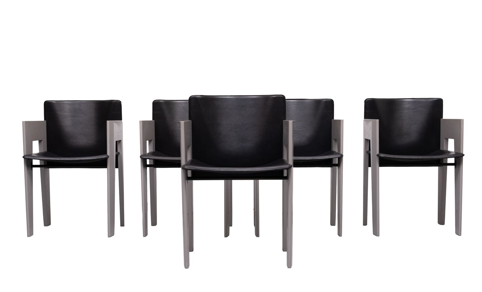 Leren En Houten Eetkamerstoelen Van Arnold Merckx Voor Arco, Ca. 1980 photo vintage