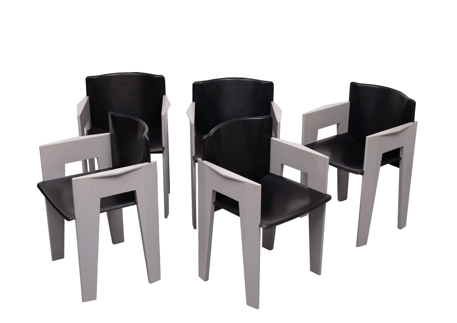Leren En Houten Eetkamerstoelen Van Arnold Merckx Voor Arco, Ca. 1980