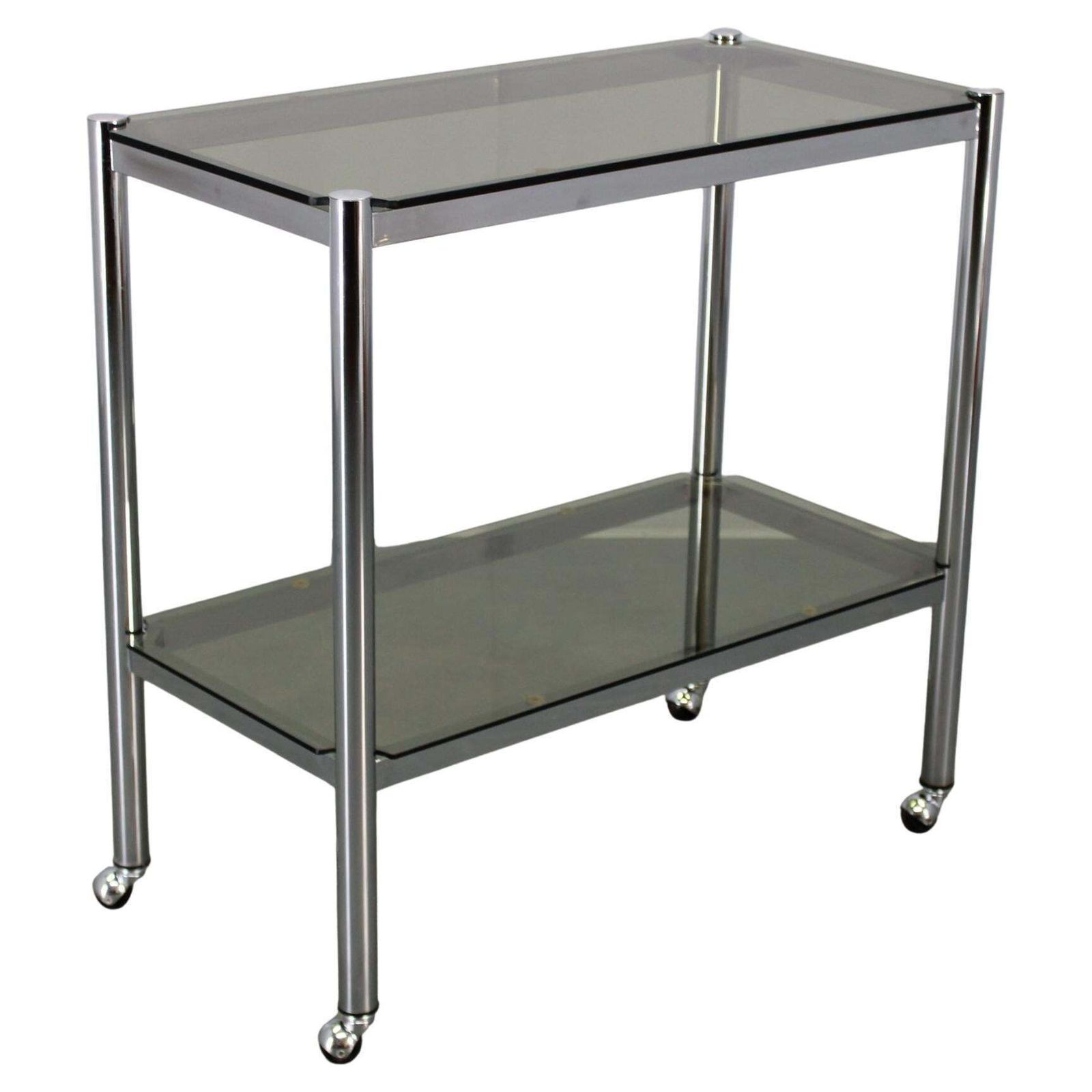 Mid Century Smoked Glass Serving Cart, Italy, 1970s