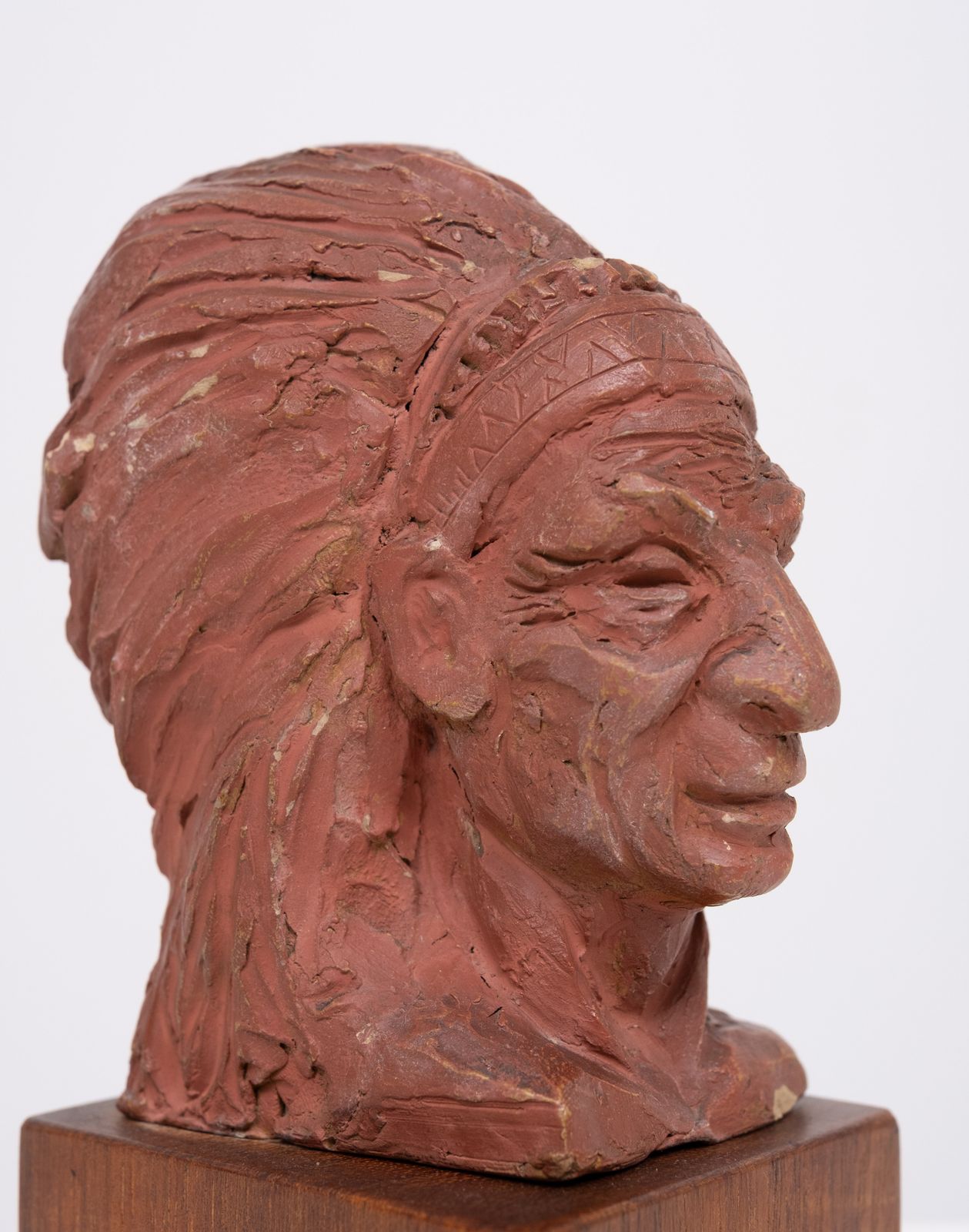 Klein Terracotta Indiaas Borstbeeld, Ca. Jaren 1960 photo vintage