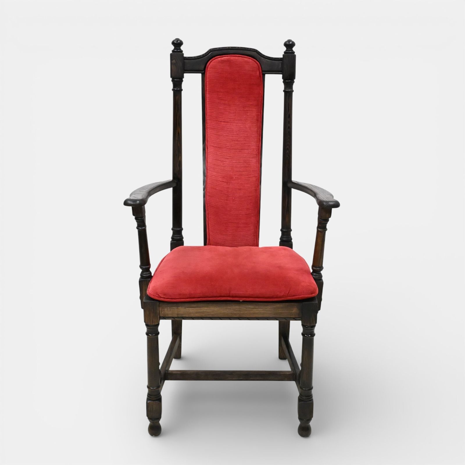 8 Ercol Hampton Dining Chairs Including 2 Carvers Red Upholstey Free Uk Delivery photo for sale