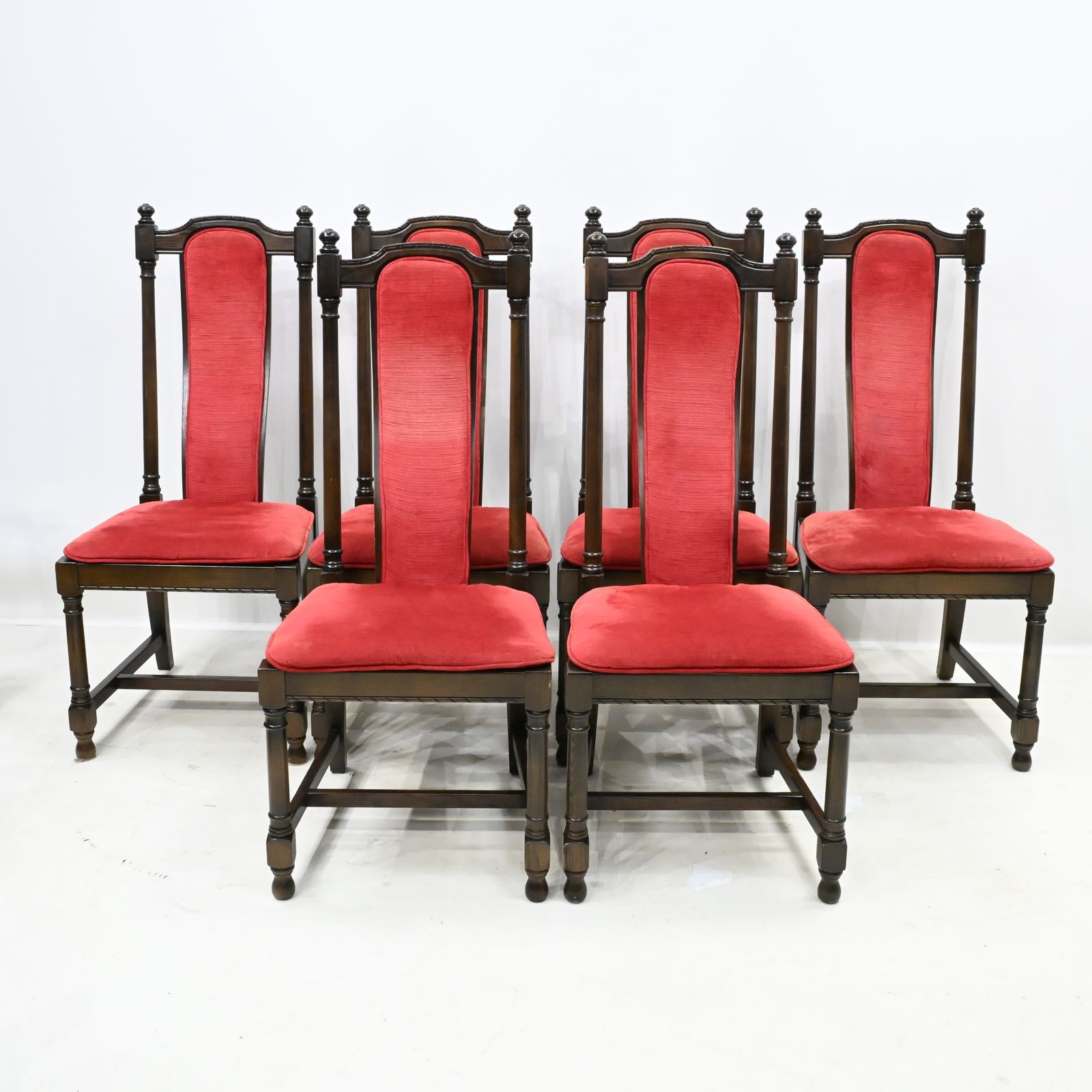 8 Ercol Hampton Dining Chairs Including 2 Carvers Red Upholstey Free Uk Delivery photo Furniture