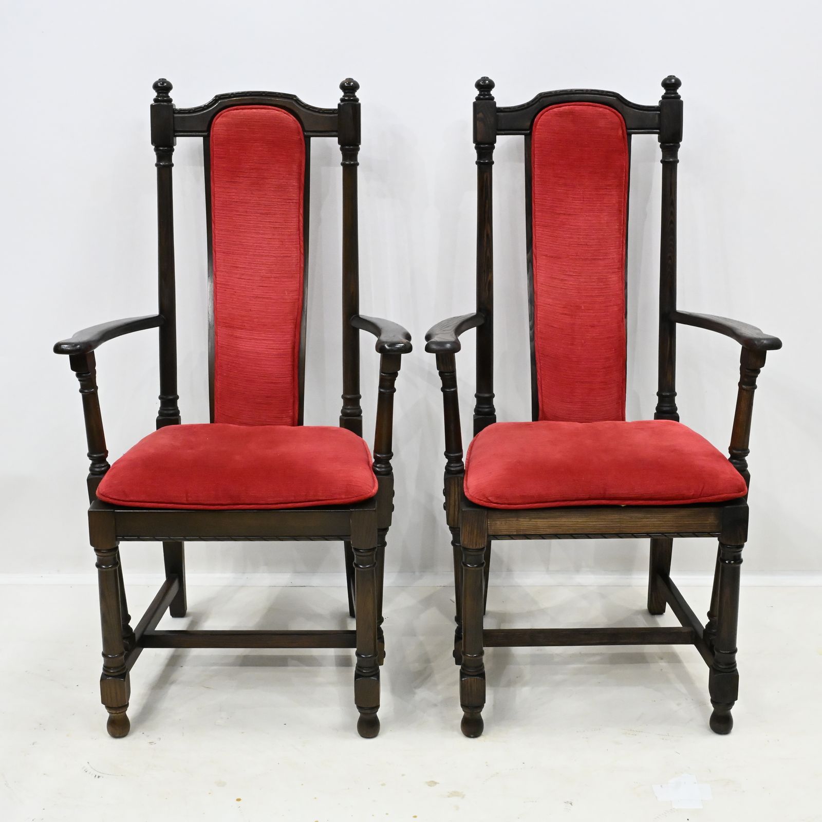 8 Ercol Hampton Dining Chairs Including 2 Carvers Red Upholstey Free Uk Delivery photo vintage