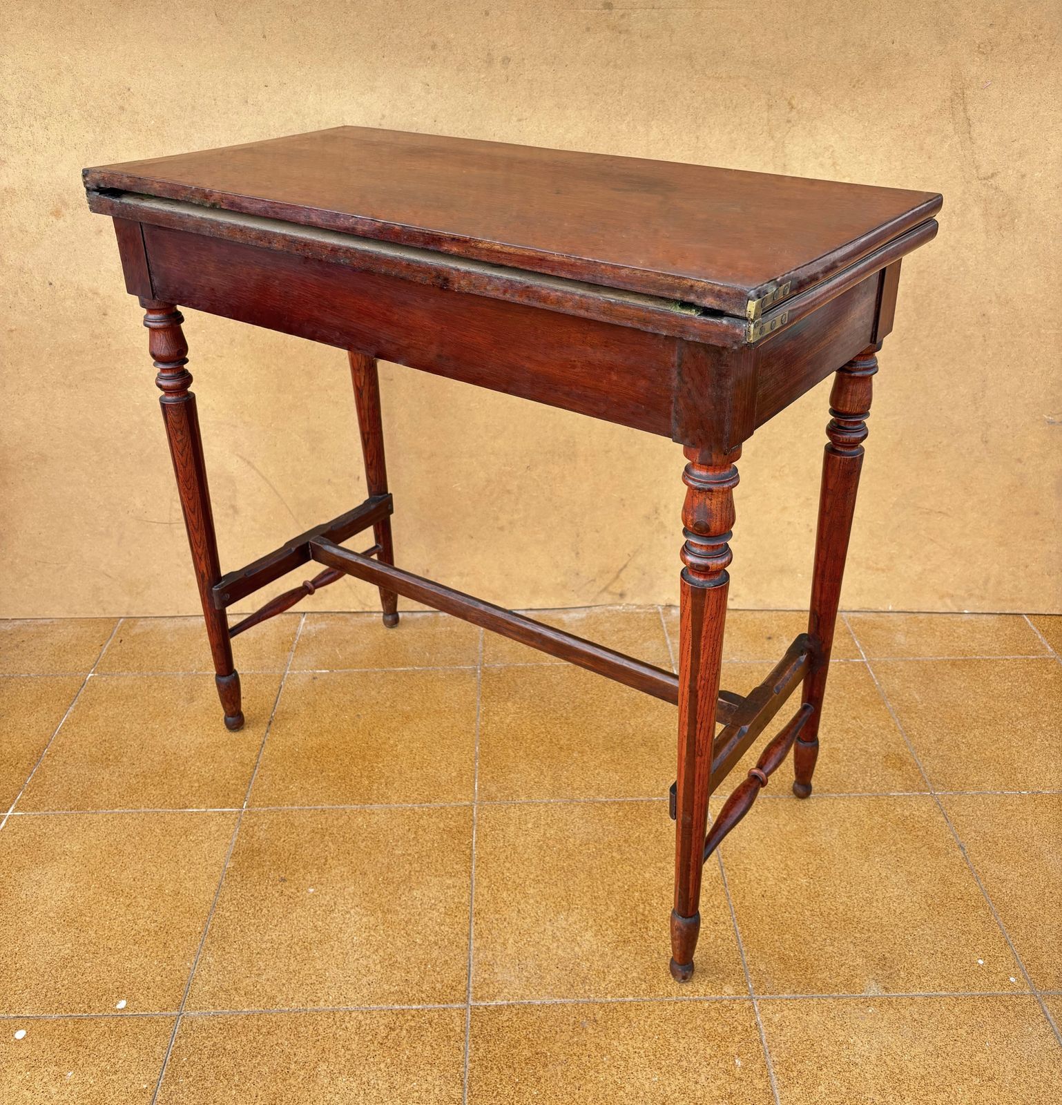 English Oak Games Table With Green Felt Top, 1930s photo for sale