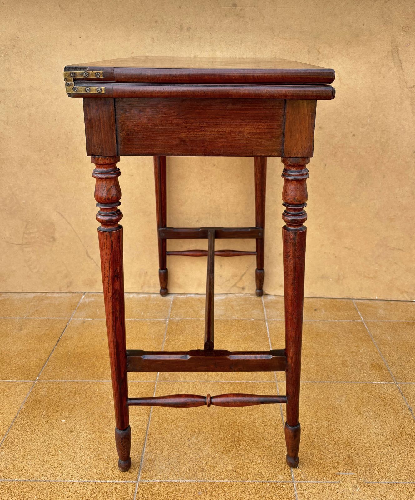 English Oak Games Table With Green Felt Top, 1930s photo vintage
