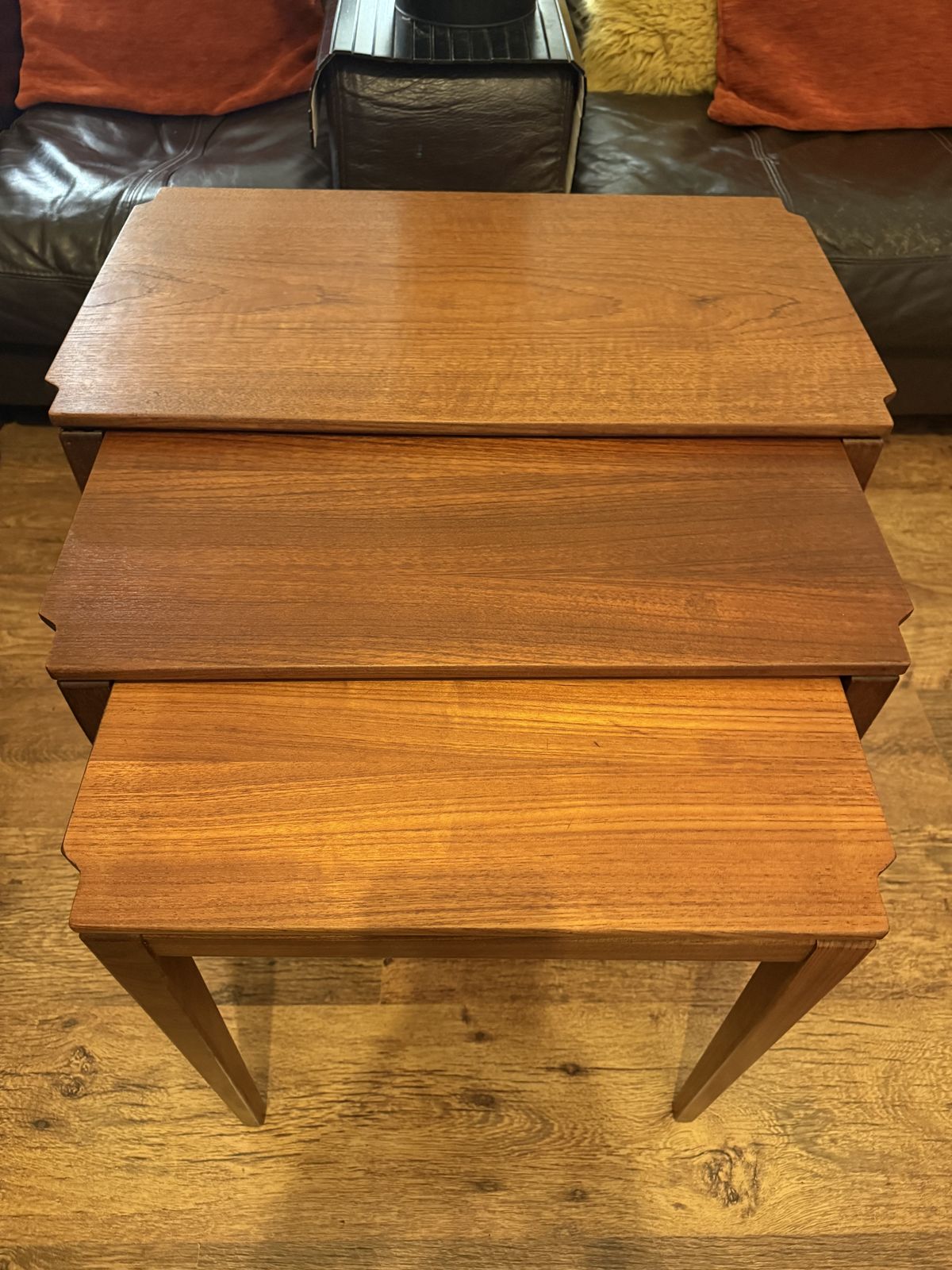 Mid Century Teak Nest Of Tables – Set Of 3 – Attributed To Richard Hornby (1960s) photo for sale